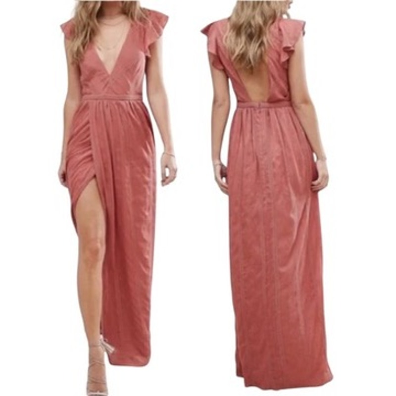The Jetset Diaries Romantic Boho Getaway Maxi Dress Coral, Size M